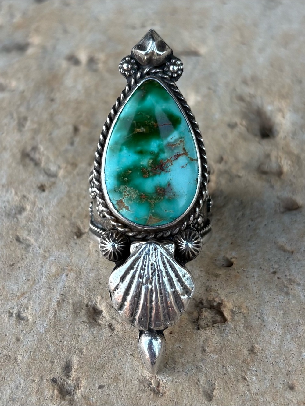 Moon Pilgrim Wanderer Flower Pilgrim - Royston Turquoise and Sterling Ring